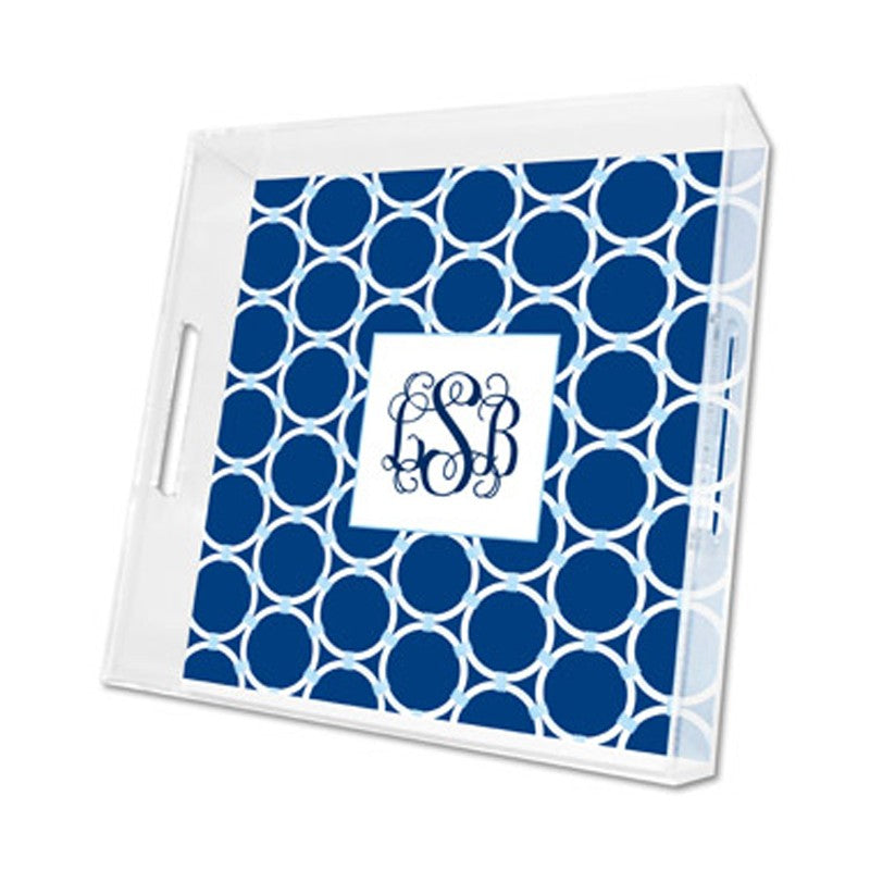 bamboo rings navy lucite tray - square