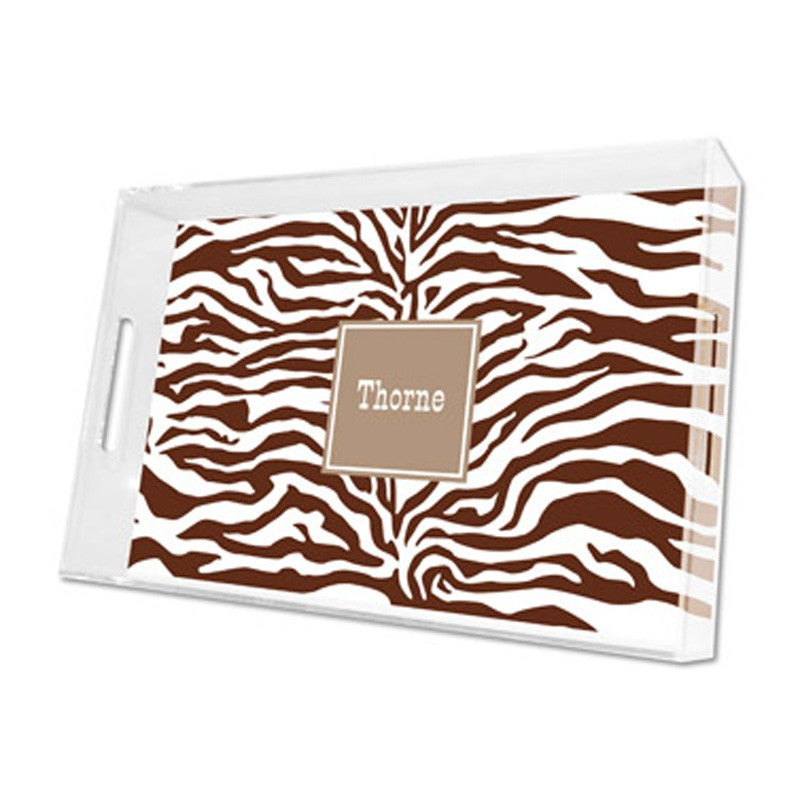 zebra chocolate large tray lucite tray - large