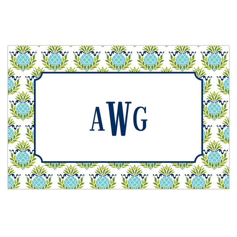 boatman geller pineapple repeat teal disposable placemats