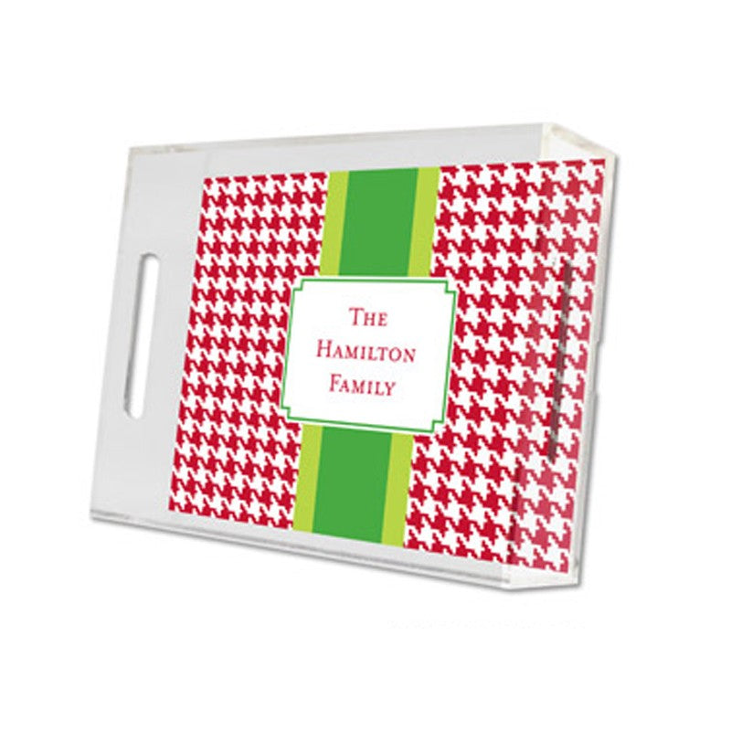 alex houndstooth red lucite tray - small