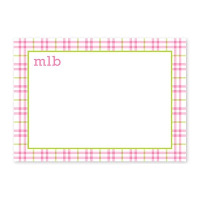 boatman geller miller check pink & green large flat notecard