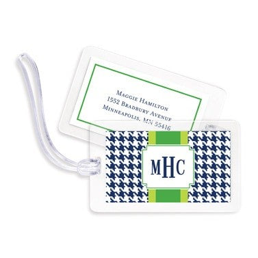 boatman geller alex houndstooth navy bag tags