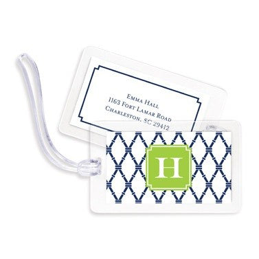 boatman geller bamboo navy & green bag tags