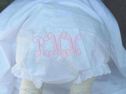 embroidered diaper cover - interlocking formal monogram