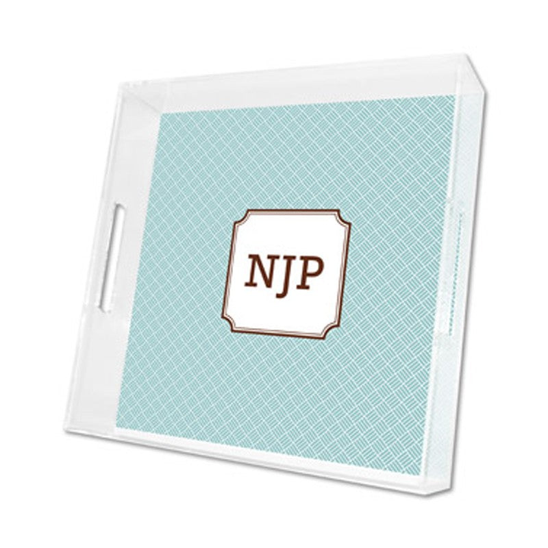 basketweave slate lucite tray - square