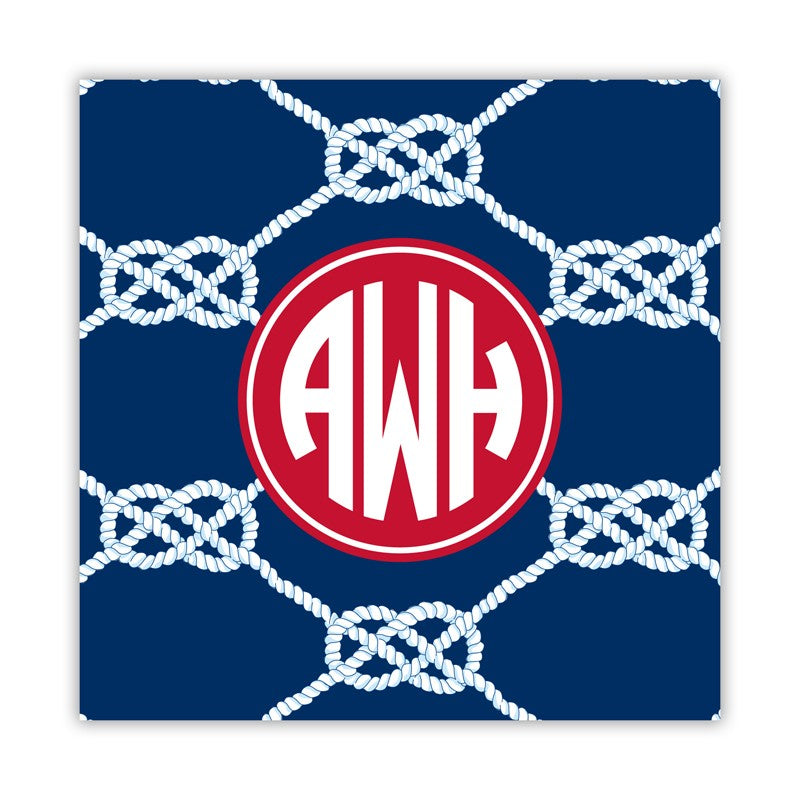 nautical knot navy square paper coaster set of 50