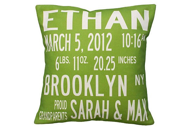 custom birth announcement pillow