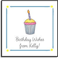 personalized stickers birthday cupcake