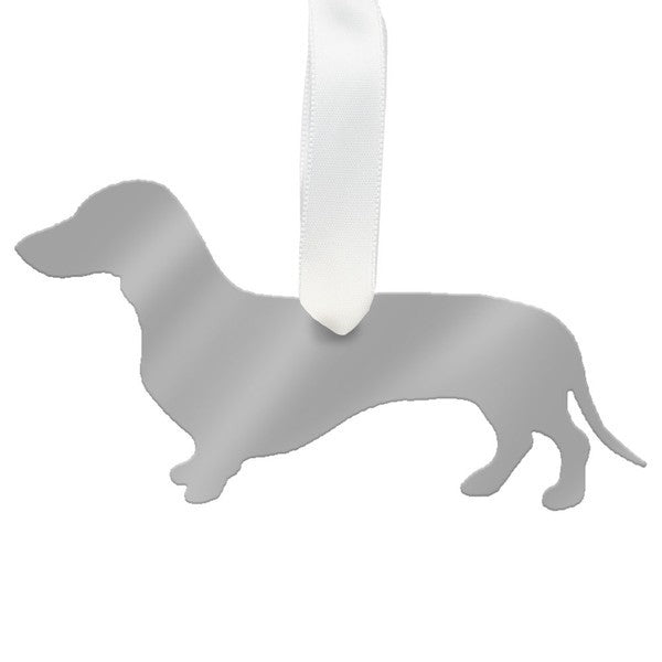 moon and lola dachshund christmas ornament - silver