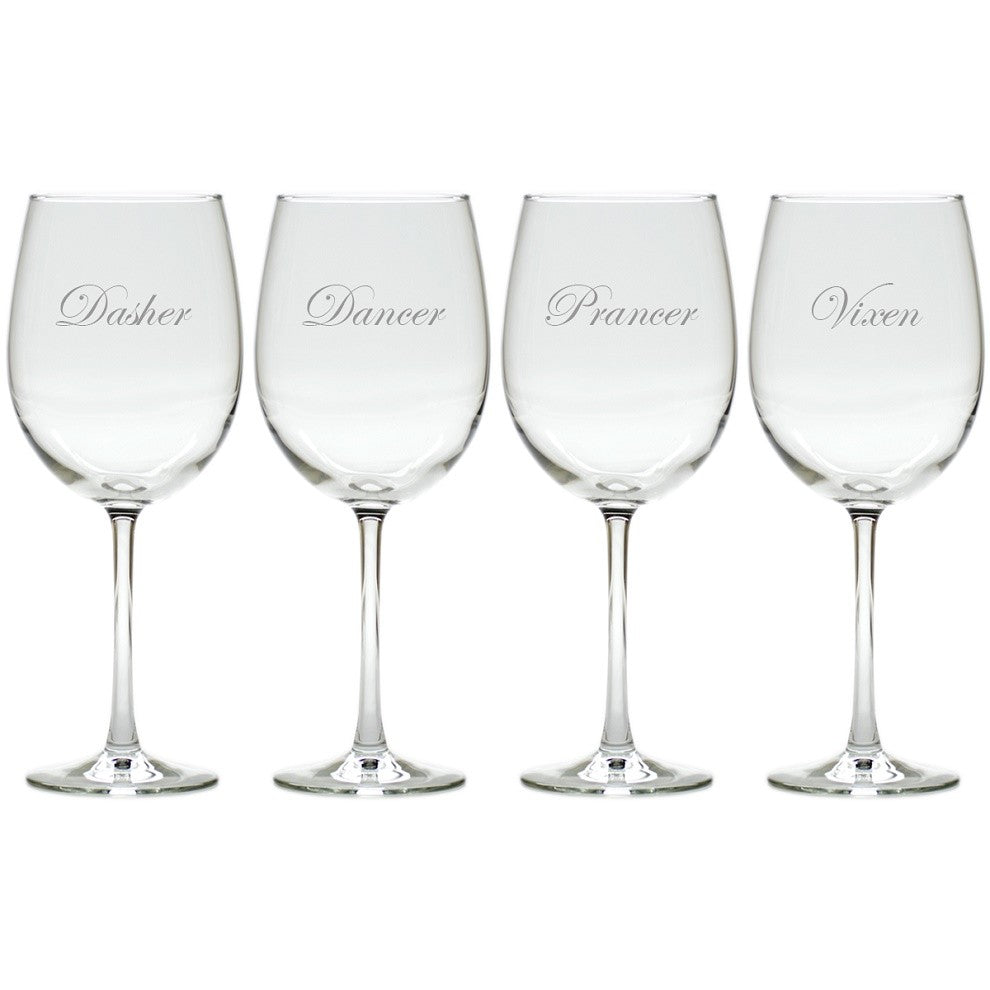 santas reindeer set of 8 wine glasses
