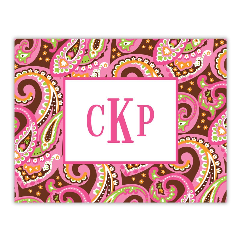 boatman geller ellie paisley pink & brown foldover notes