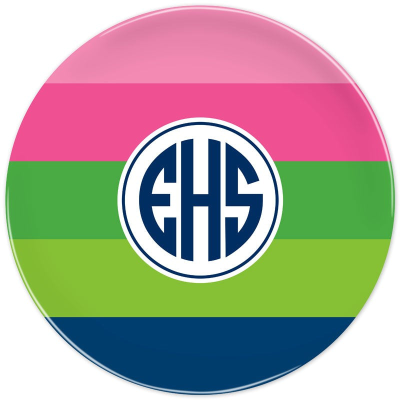 boatman geller bold stripe pink, green & navy plate
