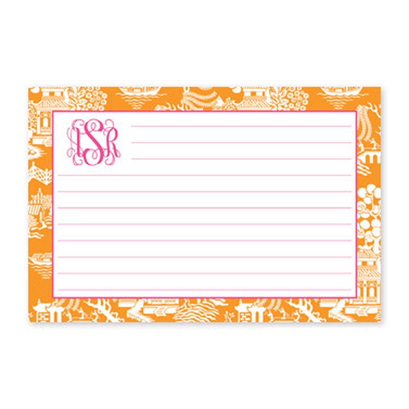 boatman geller chinoiserie tangerine recipe card