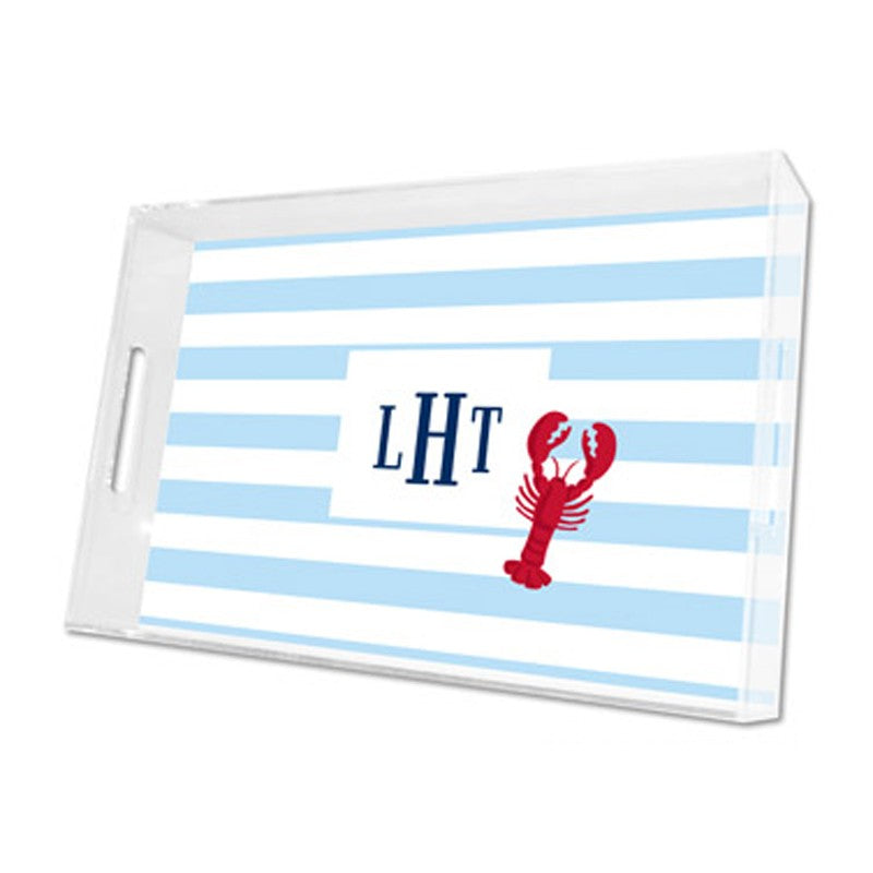 stripe lobster lucite tray - large