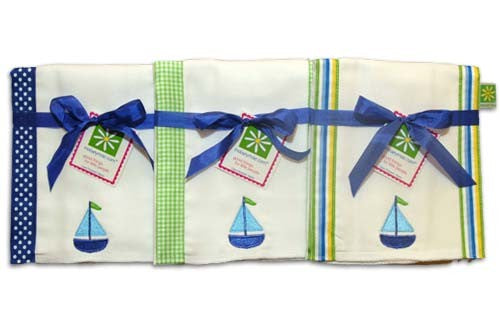 sailboat burp cloth set