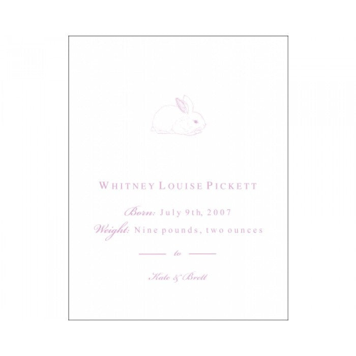 flat print rabbit baby announcement - bunny