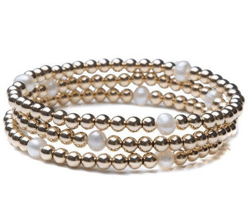 14k bead and pearl bracelet