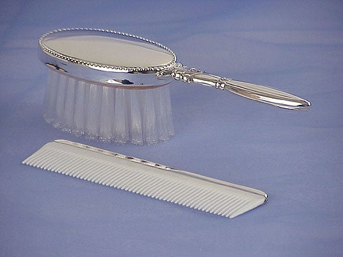 personalized sterling silver girl's brush and comb set