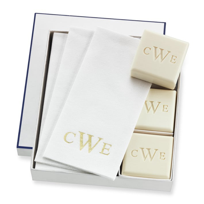 personalized soap and towel set