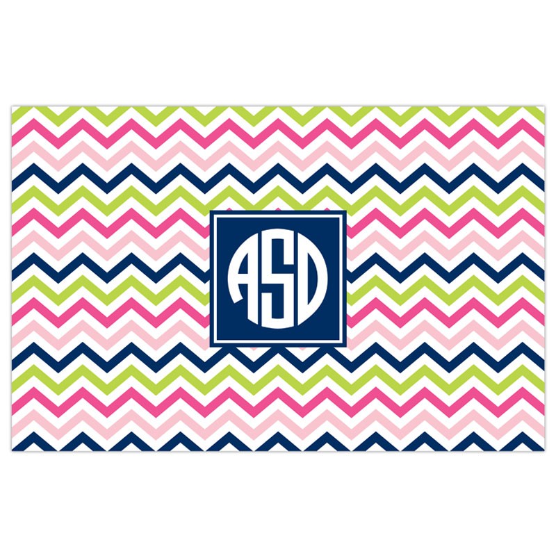 boatman geller chevron pink, navy & lime placemat