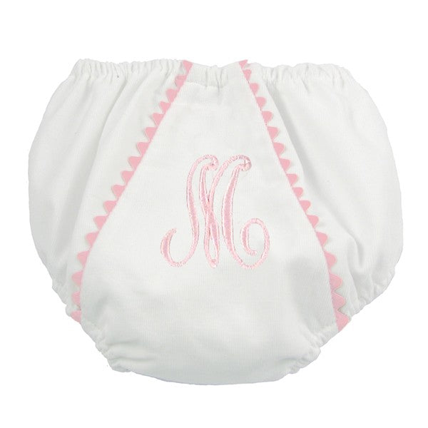 diaper cover - white with light pink pique
