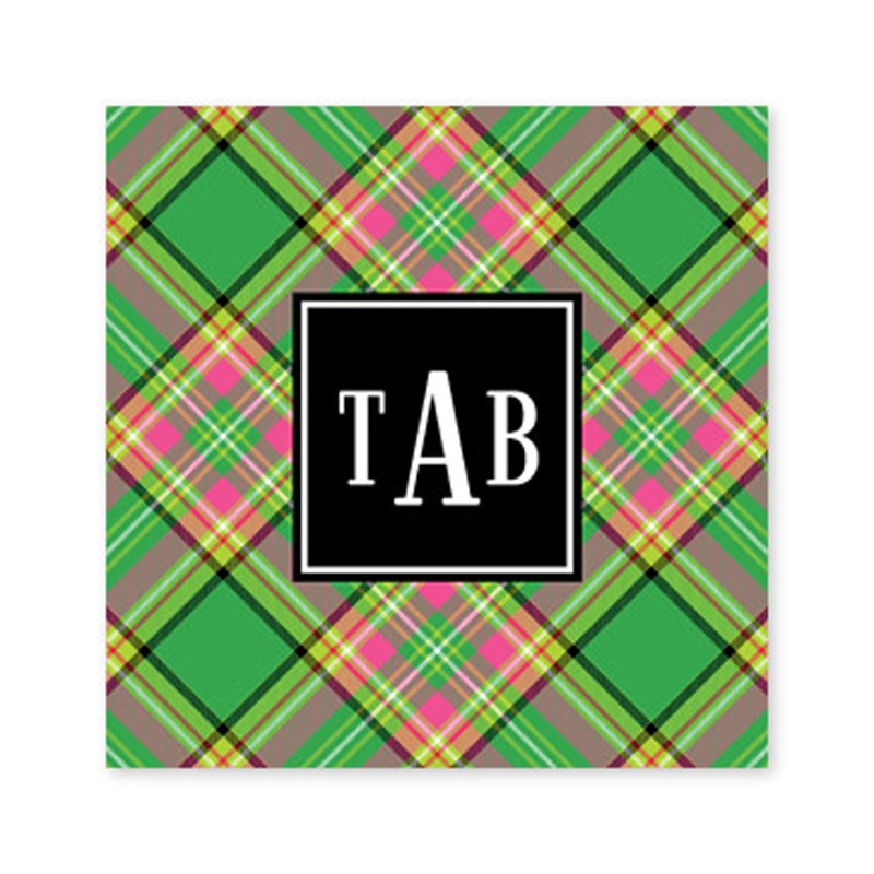 preppy plaid square paper coaster set of 50