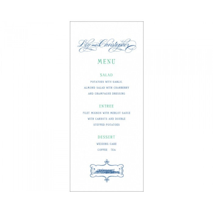 lily & dillon menu card