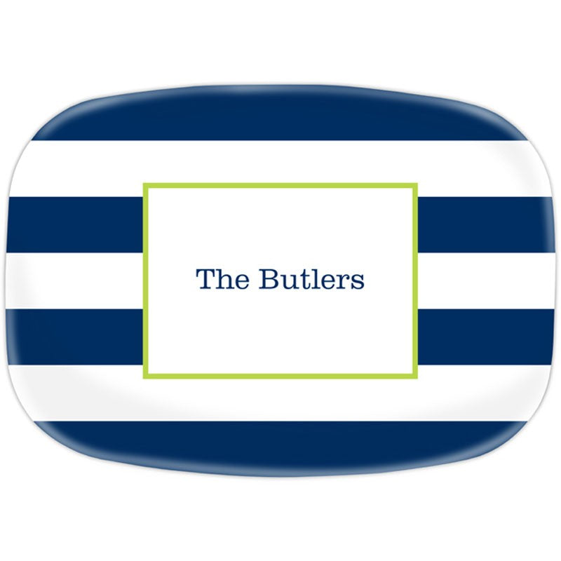 boatman geller awning stripe navy platter