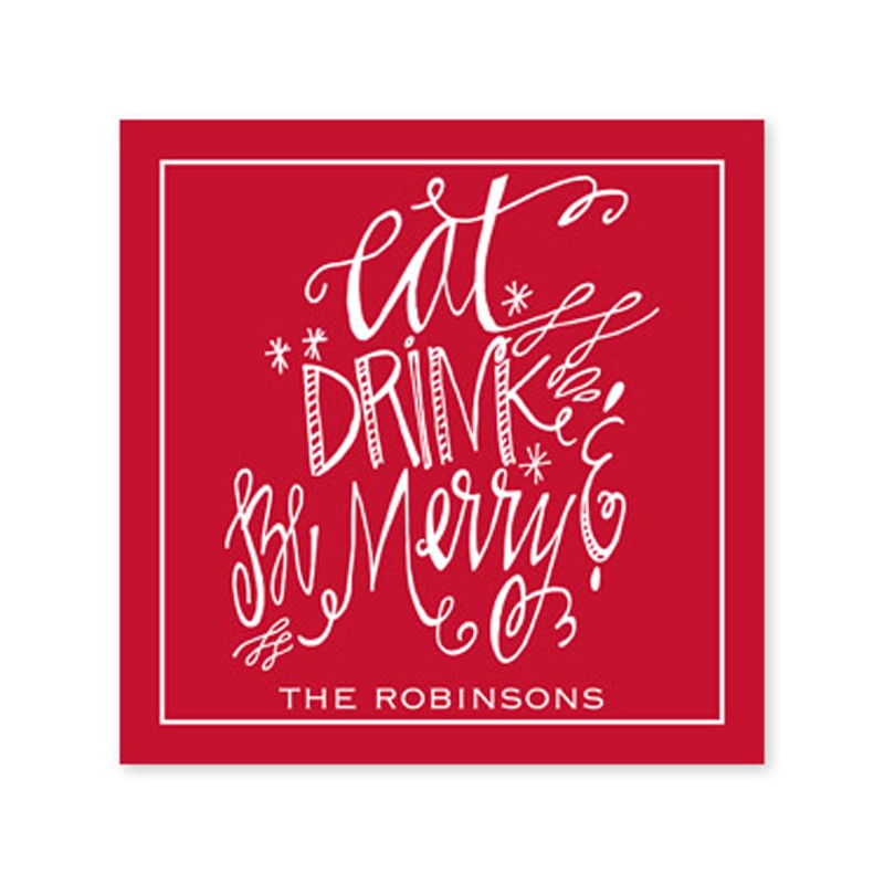 eat drink be merry square paper coaster set of 50