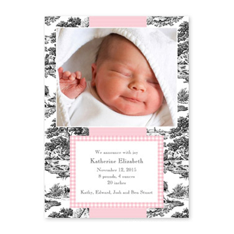 boatman geller toile black with pink check photocard