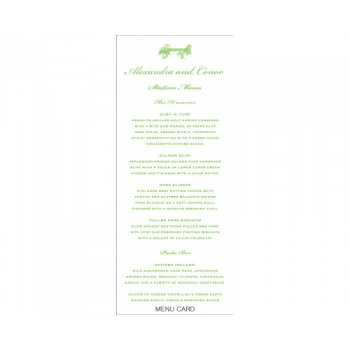 alex & conor menu card