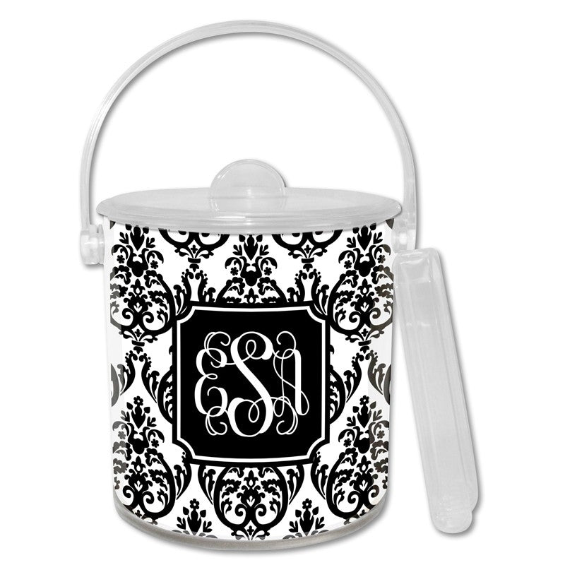 boatman geller madison damask white with black ice bucket