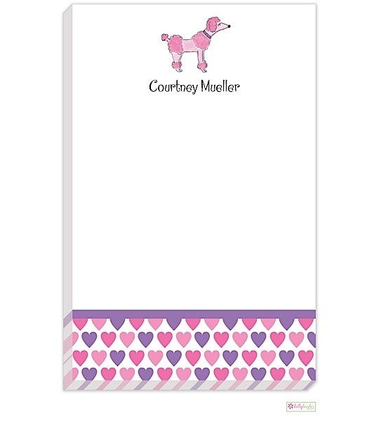 personalized - pink poodle notepad