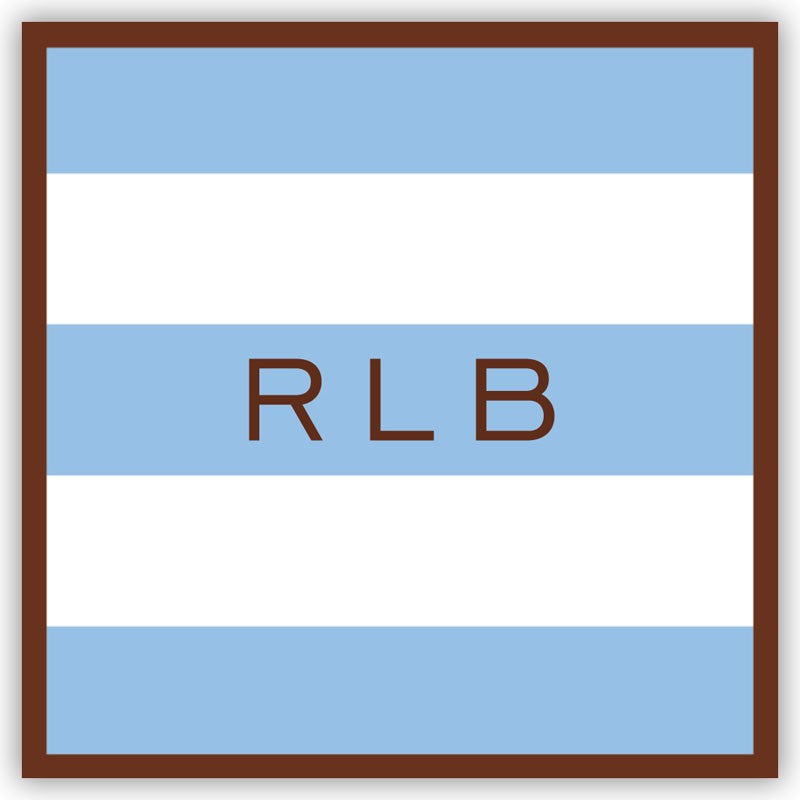 boatman geller rugby blue & brown border square sticker