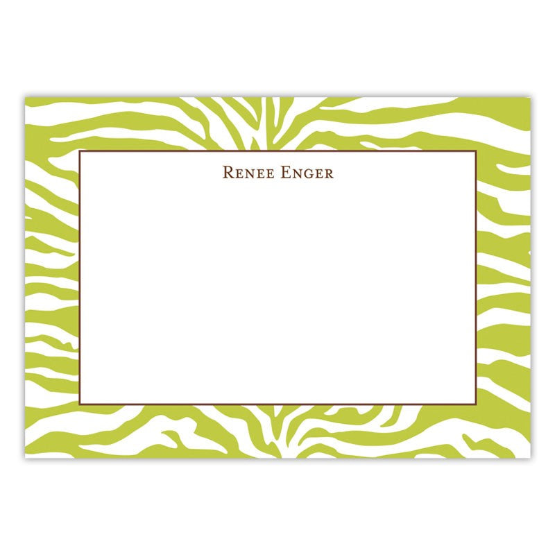 boatman geller zebra green flat notecards