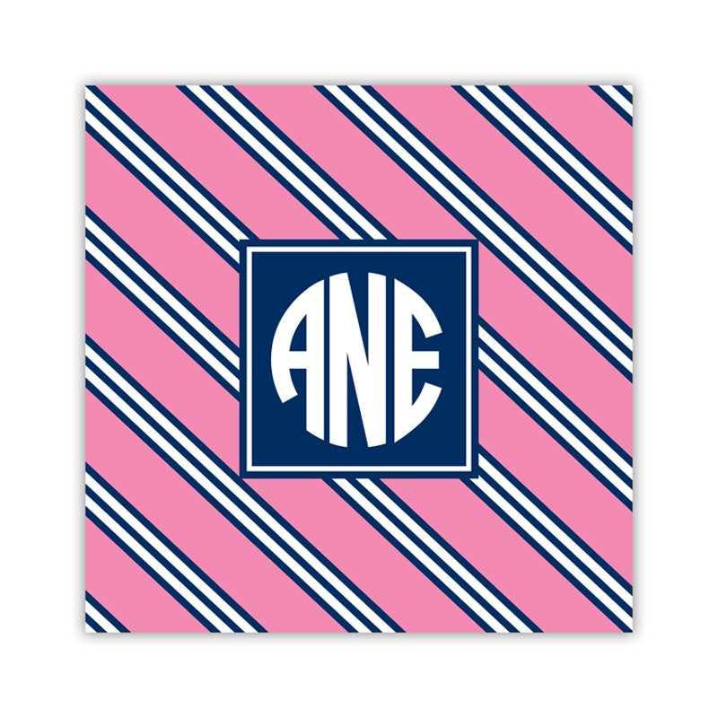 repp tie pink & navy square paper coaster set of 50