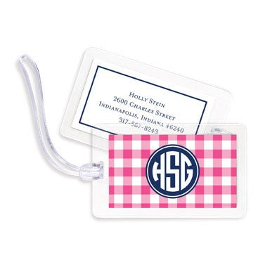 boatman geller classic check raspberry bag tags
