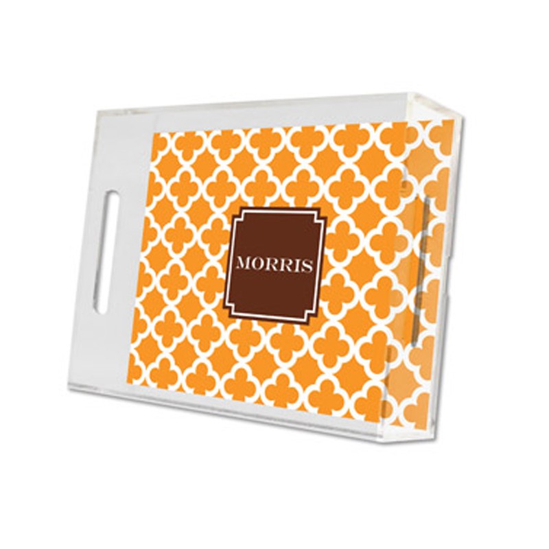 bristol tile tangerine lucite tray - small