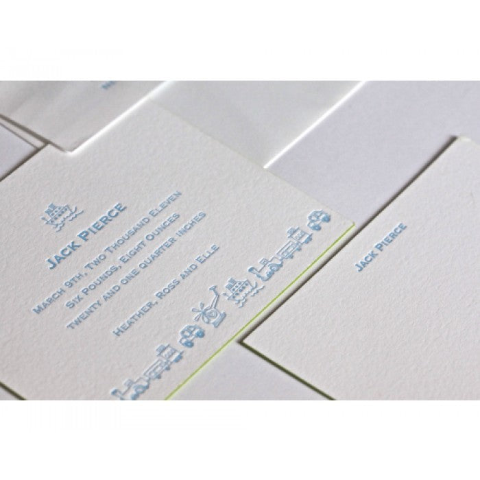 letterpress toys baby announcement - jack baby
