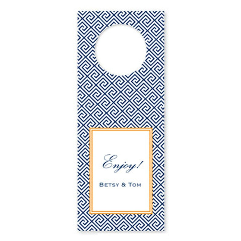 boatman geller greek key navy wine tags