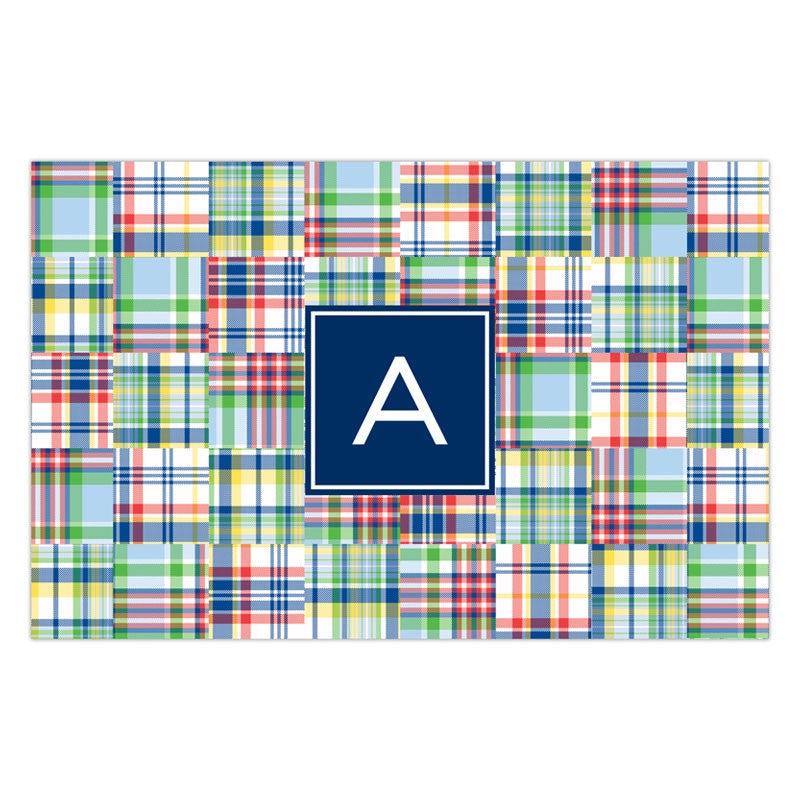 boatman geller madras patch blue placemat