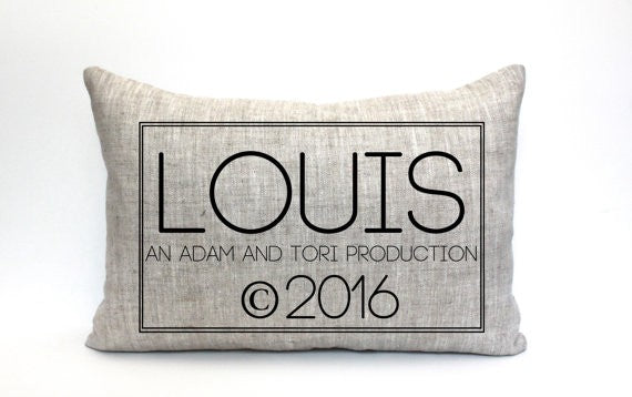 personalized baby pillow - production of (all caps)