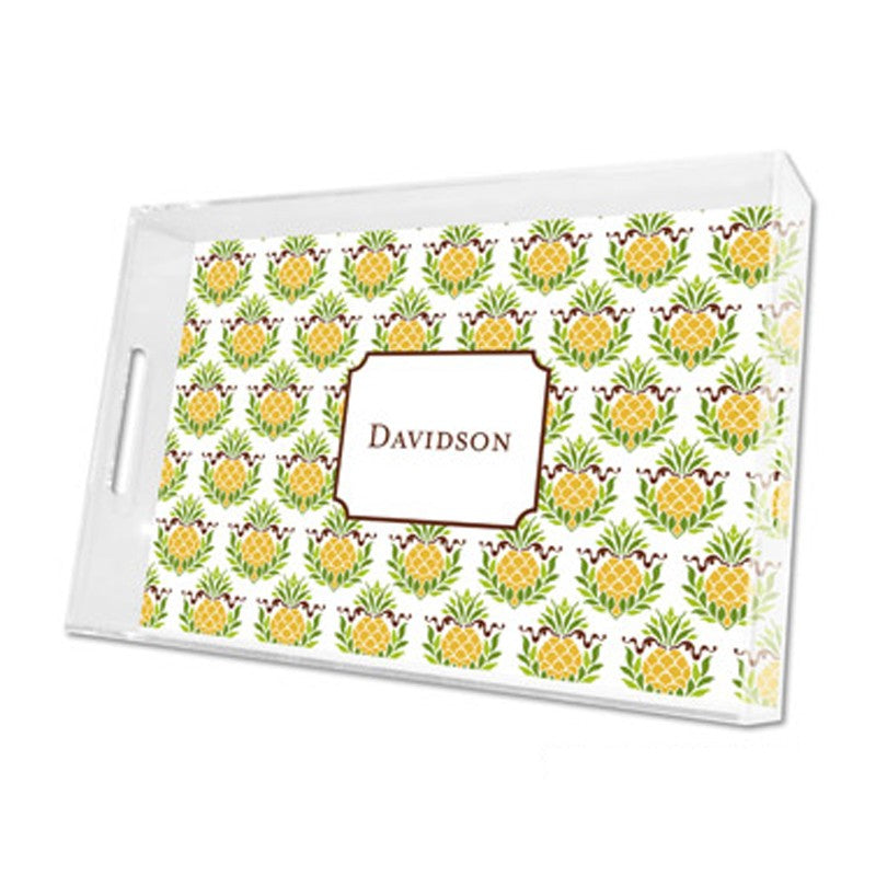 pineapple repeat lucite tray - large