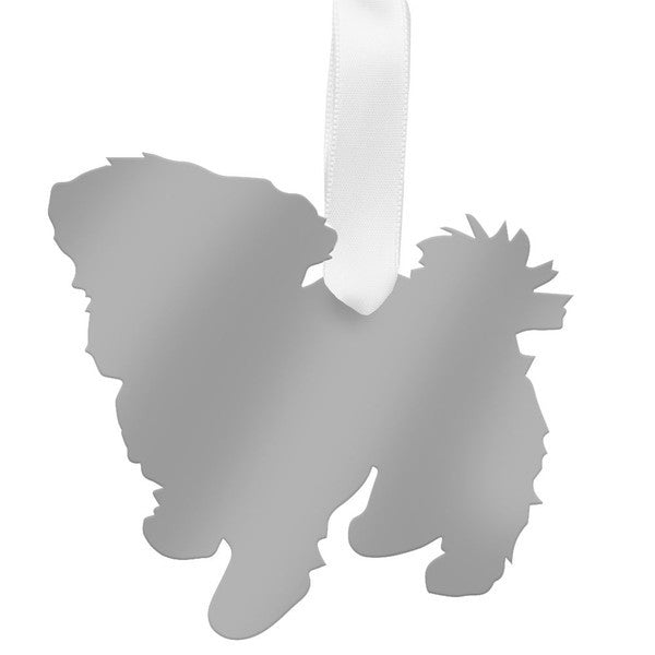 moon and lola maltese christmas ornament - silver