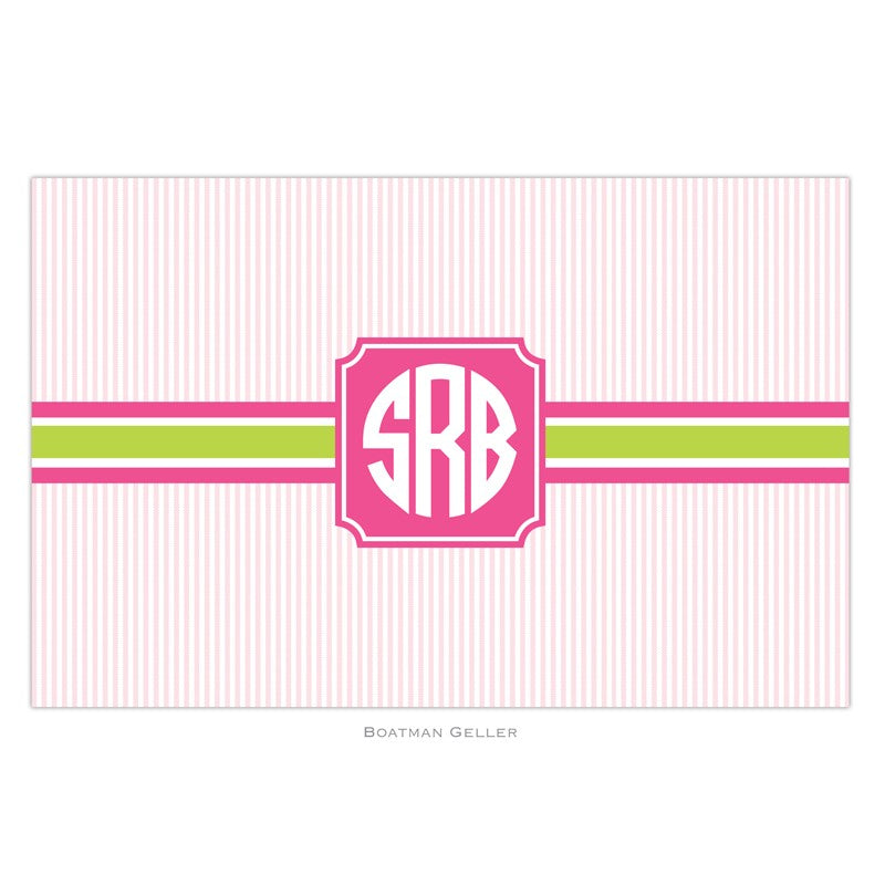 boatman geller seersucker band pink & green placemat