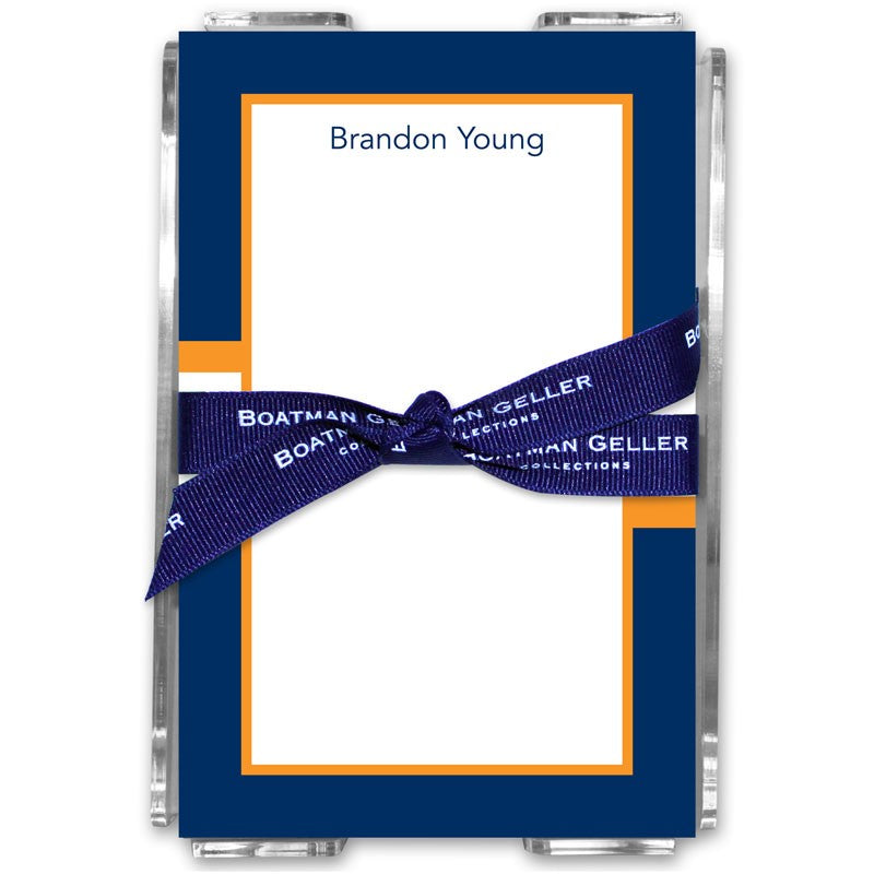 boatman geller stripe navy & tangerine acrylic note sheets