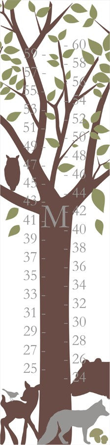 personalized forest critter canvas growth chart