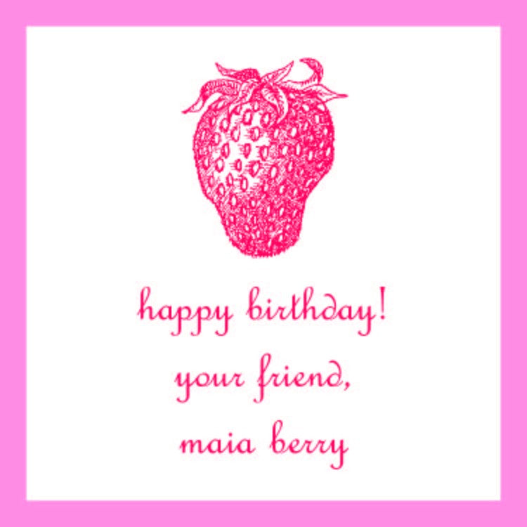 personalized strawberry children's birthday sticker