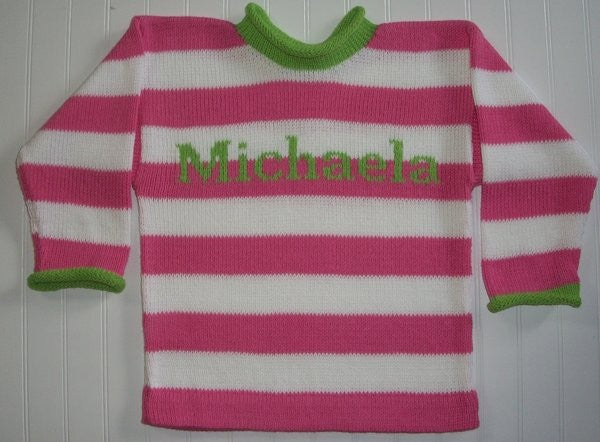 striped children's sweater with contrast cuffs and collar