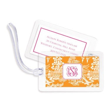boatman geller chinoiserie tangerine bag tags